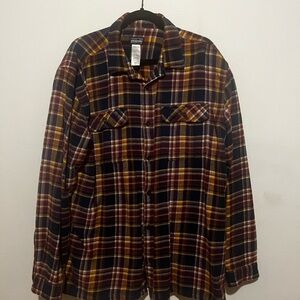 Patagonia Organic Cotton Plaid Shirt - Maroon and Gold